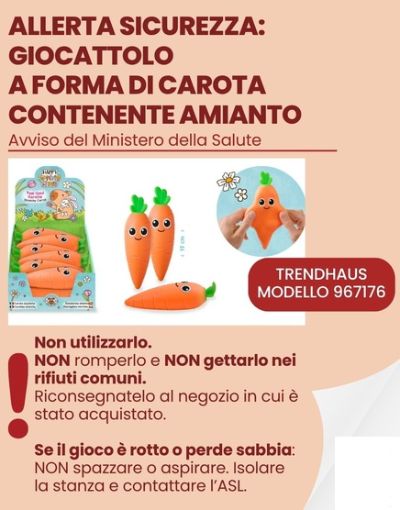 Allerta giocattolo contenete amianto